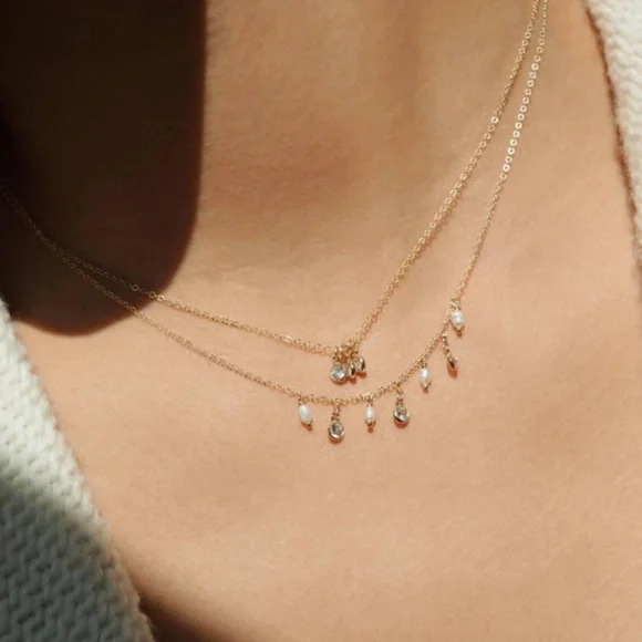 NWT Fireworks Sabina Necklace Swarovski Crystals 14K Gold-Filled - Picture 3 of 7